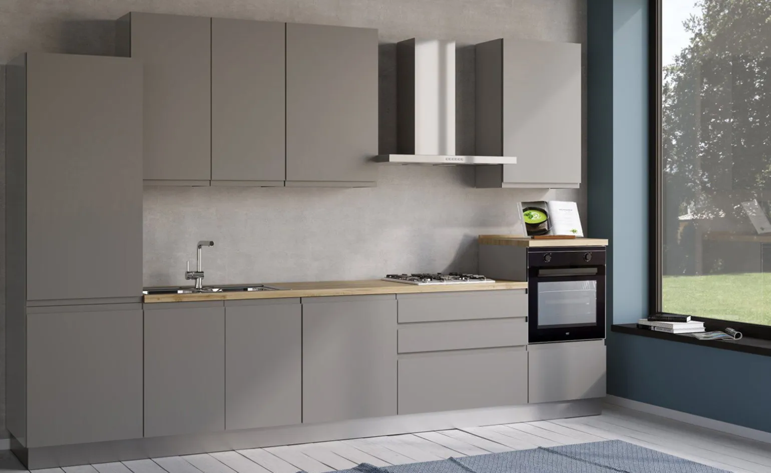 Iris cucina 360 cm colore grigio chiaro