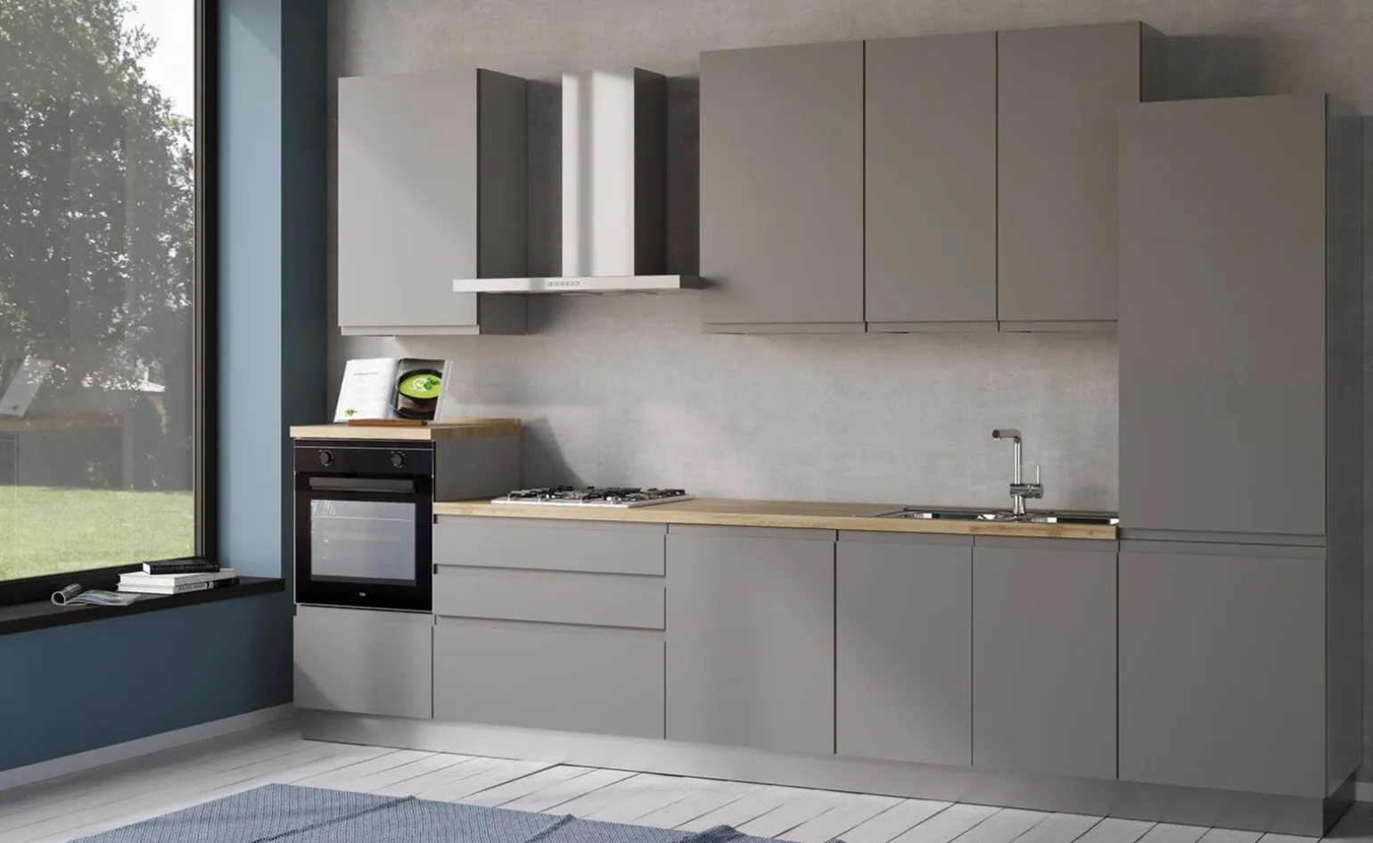 Iris cucina 360 cm colore grigio chiaro