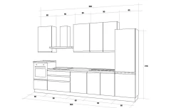 Iris cucina 360 cm colore grigio chiaro e bianco opaco