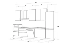Iris cucina 360 cm colore grigio chiaro e bianco opaco con lavastoviglie