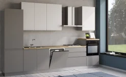 Iris cucina 360 cm colore grigio chiaro e bianco opaco con lavastoviglie