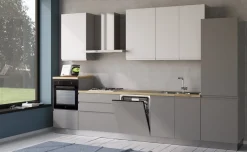 Iris cucina 360 cm colore grigio chiaro e bianco opaco con lavastoviglie