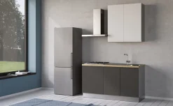Iris cucina 150 cm colore grigio scuro e bianco opaco