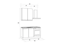 Iris cucina 150 cm colore grigio scuro e bianco opaco con forno