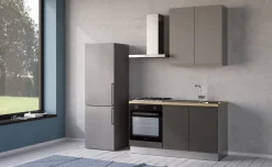 Iris cucina 150 cm colore grigio scuro e grigio chiaro con forno