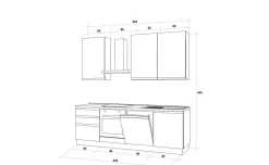 Iris cucina 240 cm colore grigio scuro con lavastoviglie