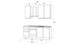 Iris cucina 195 cm colore grigio scuro