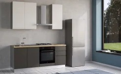 Iris cucina 195 cm colore grigio scuro e bianco opaco