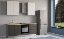 Iris cucina 210 cm colore grigio scuro e bianco opaco