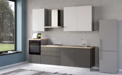 Iris cucina 270 cm colore grigio scuro e bianco opaco