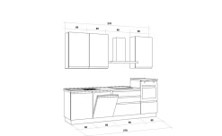 Iris cucina 270 cm colore grigio scuro e bianco opaco con lavastoviglie