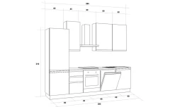 Iris cucina 285 cm colore grigio scuro con lavastoviglie