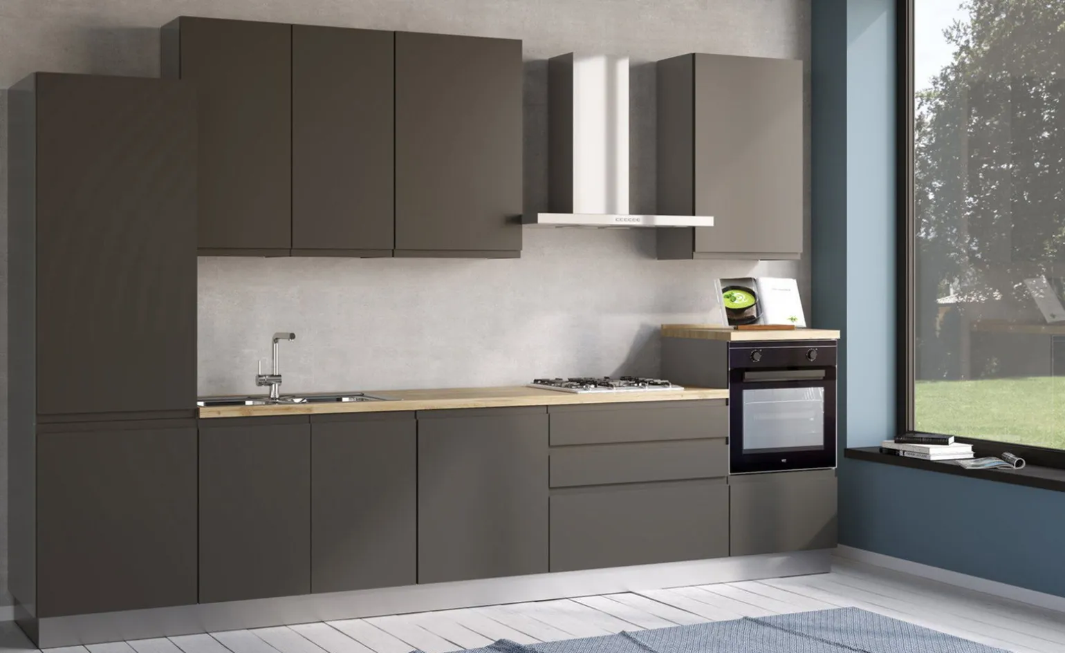 Iris cucina 360 cm colore grigio scuro