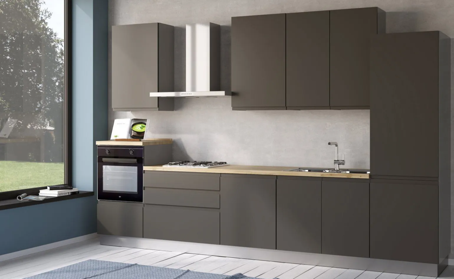Iris cucina 360 cm colore grigio scuro