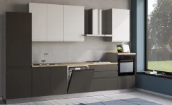 Iris cucina 360 cm colore grigio scuro e bianco opaco con lavastoviglie