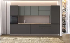 Iris Plus cucina L360 cm con piano a gas, disponibile in vari colori