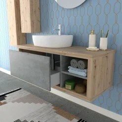 Linea mobile bagno componibile con lavabo da appoggio