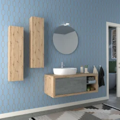 Linea mobile bagno componibile con lavabo da appoggio