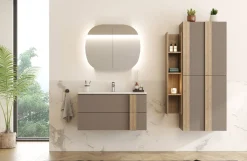 Lorena mobile bagno 100 cm con lavabo, libreria, colonne e pensile specchio LED