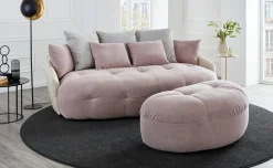Macaron pouf in tessuto cipria