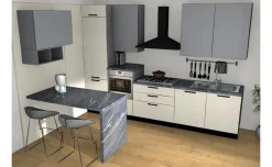 Maila cucina 330 cm colore spatolato bianco e grigio cenere