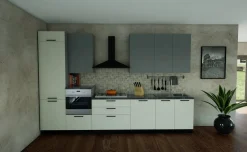 Maila cucina 360 cm spatolato bianco e grigio cenere