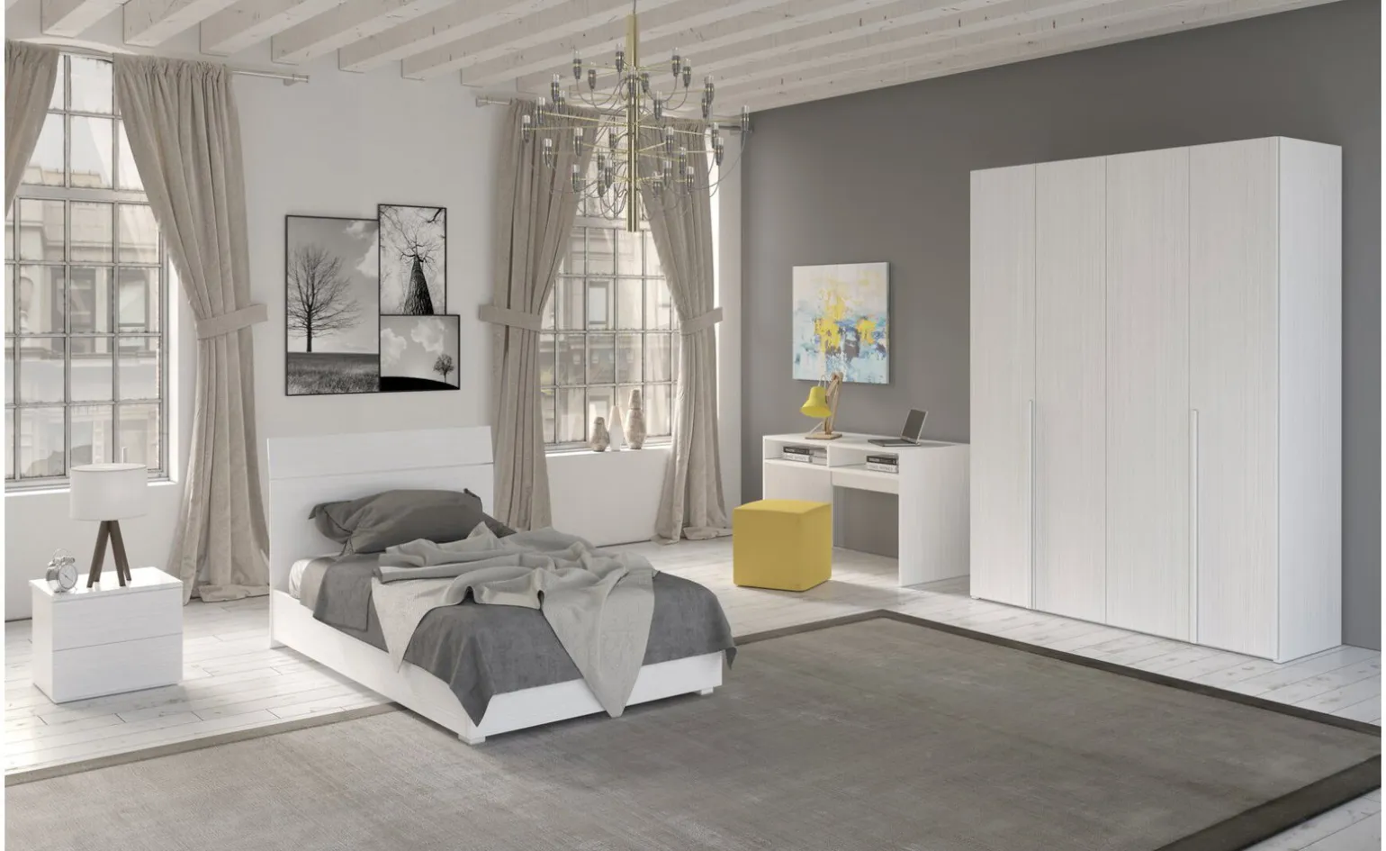 Mia cameretta bianco frassino, letto una piazza e mezza senza contenitore