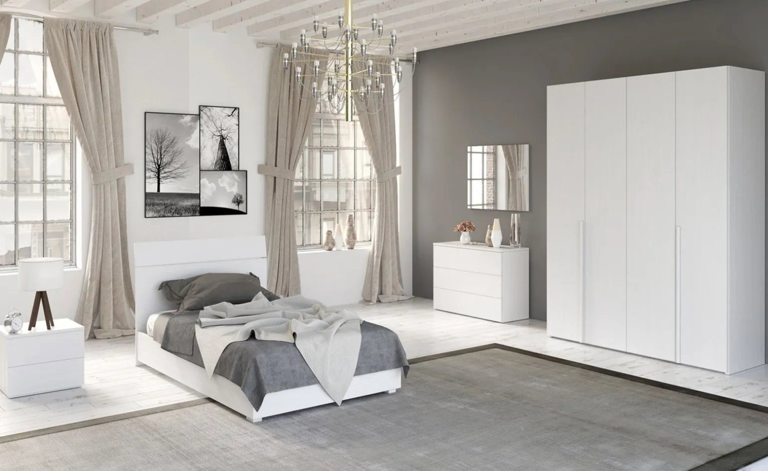 Mia cameretta bianco frassino, letto piazza e mezza senza contenitore