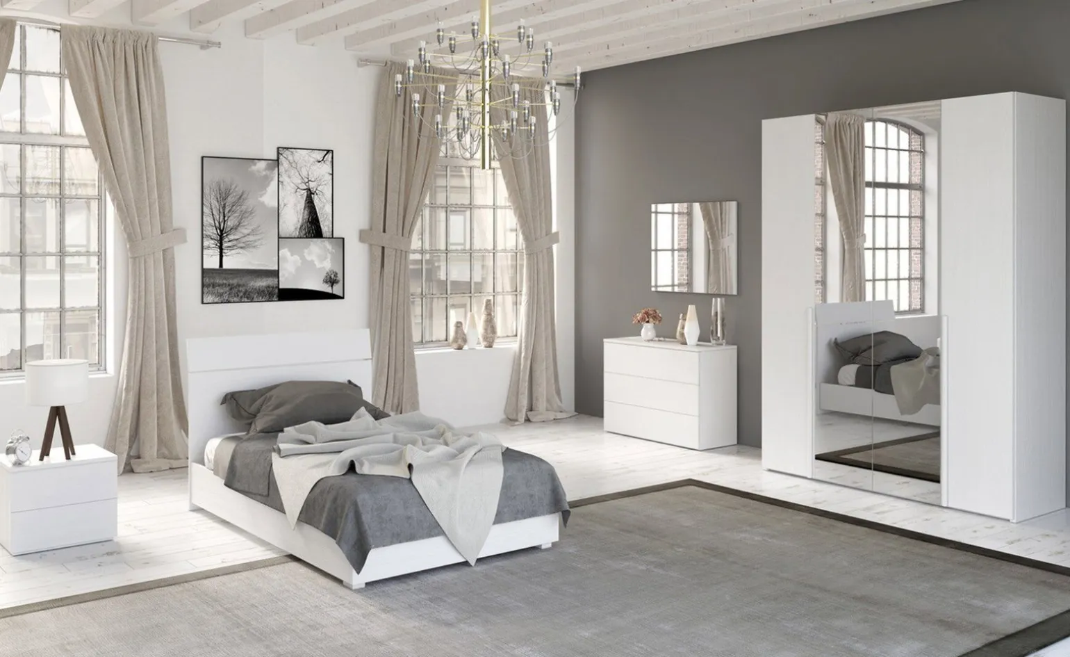 Mia cameretta bianco frassino, letto piazza e mezza senza contenitore