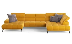 Narciso divano relax doppio angolo in tessuto giallo