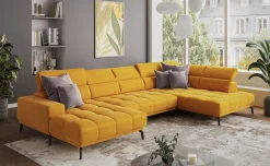 Narciso divano relax doppio angolo in tessuto giallo