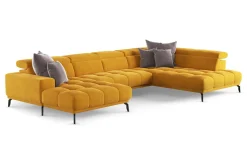 Narciso divano relax doppio angolo in tessuto giallo