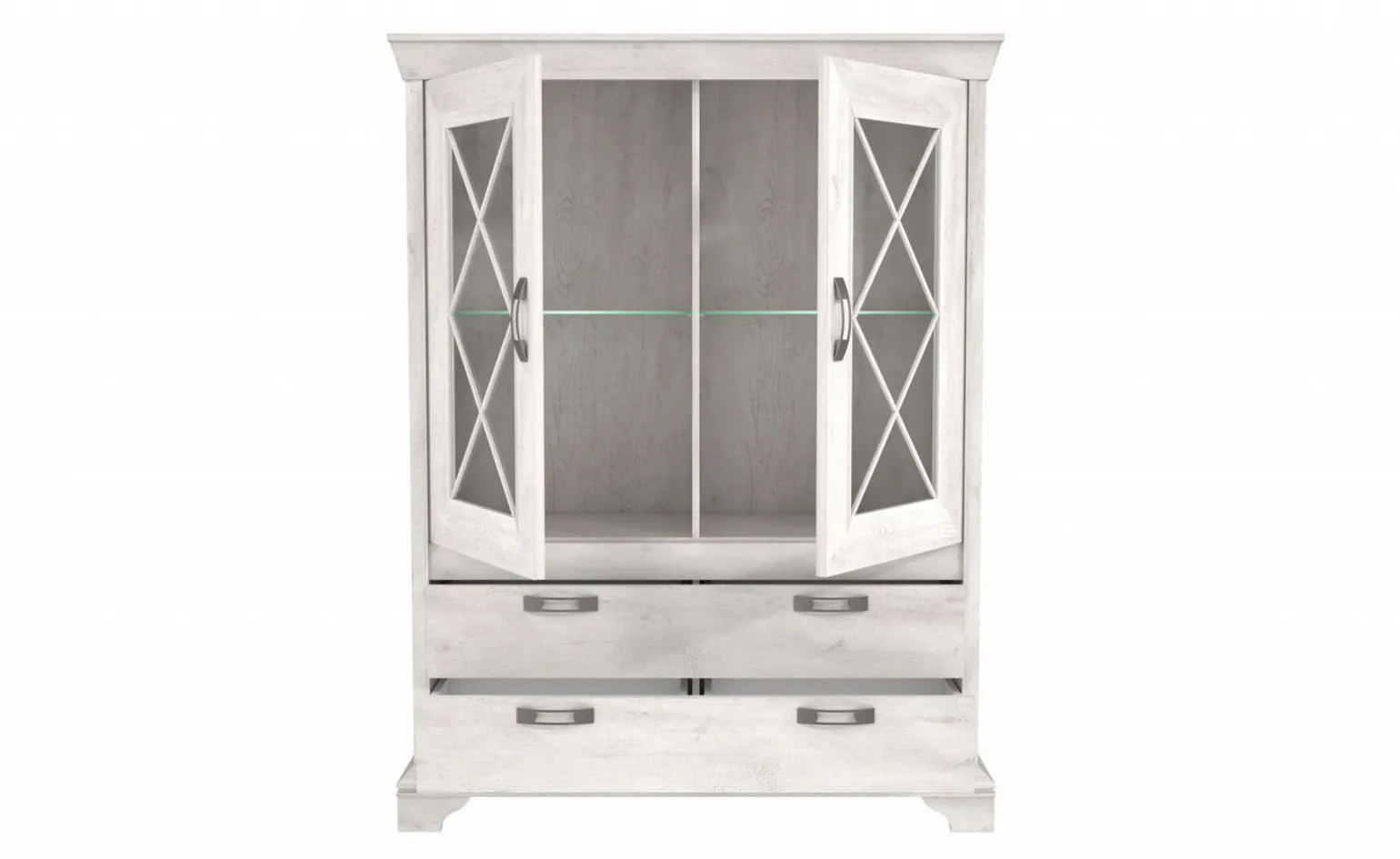 Nizza vetrina in laminato bianco 2 ante 2 cassetti