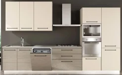 Noa cucina 360 cm colore rovere grigio e grigio angora