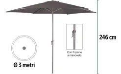 Ombrellone Miles – Ø300 cm – grigio