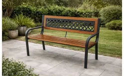 Panchina 2 posti in legno e ghisa 118x52 cm