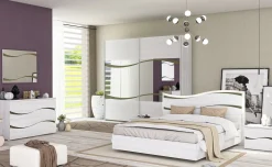Perla camera matrimoniale olmo bianco, letto con contenitore