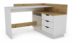 Peter scrivania angolare colore bianco e rovere