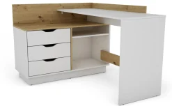 Peter scrivania angolare colore bianco e rovere