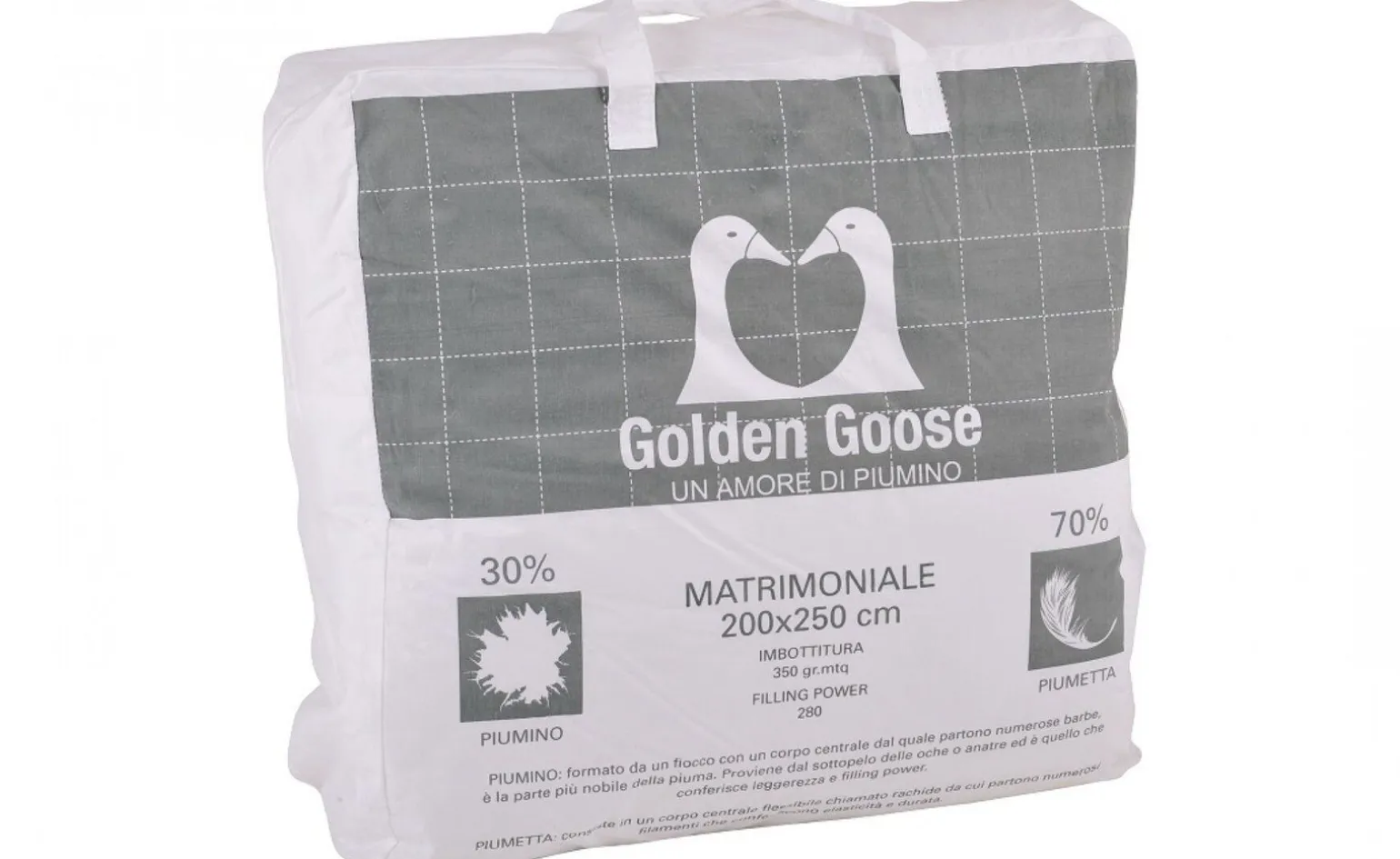Piumino matrimoniale in piuma d'oca 30/70