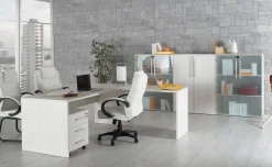 Pixel ufficio componibile betulla con scrivania angolare e 3 librerie 3 vani