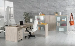 Pixel ufficio componibile con scrivania angolare e 3 librerie 3 vani