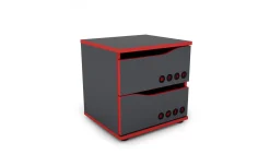 Play comodino 2 cassetti grigio scuro e rosso
