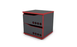 Play comodino 2 cassetti grigio scuro e rosso