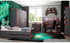Play libreria 5 vani grigio scuro e rosso