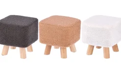 Pouf in tessuto con gambe in legno h26 cm
