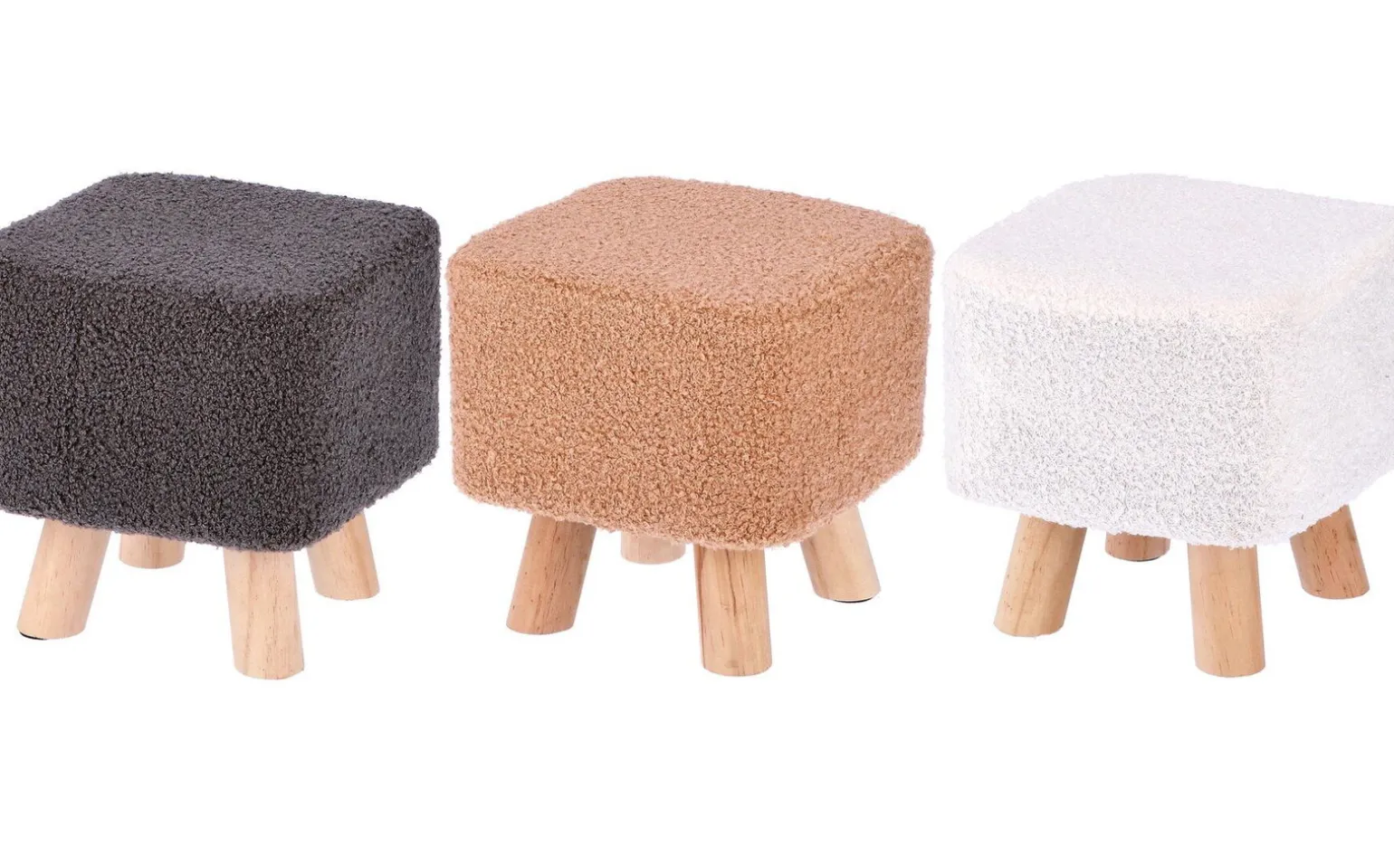 Pouf in tessuto con gambe in legno h26 cm