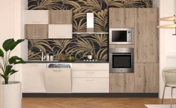Sally cucina 330 cm cemento bianco/legno nodato