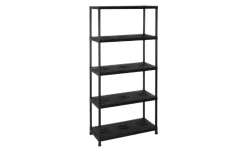 Scaffale in resina 5 ripiani 90x20x180 cm nero