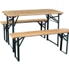 Set birreria, 2 panche e tavolo in legno naturale, 200x70 cm